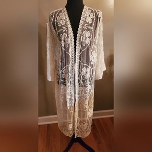 No Brand Name Full Lace Open Front Duster Style Cardigan Size No tag